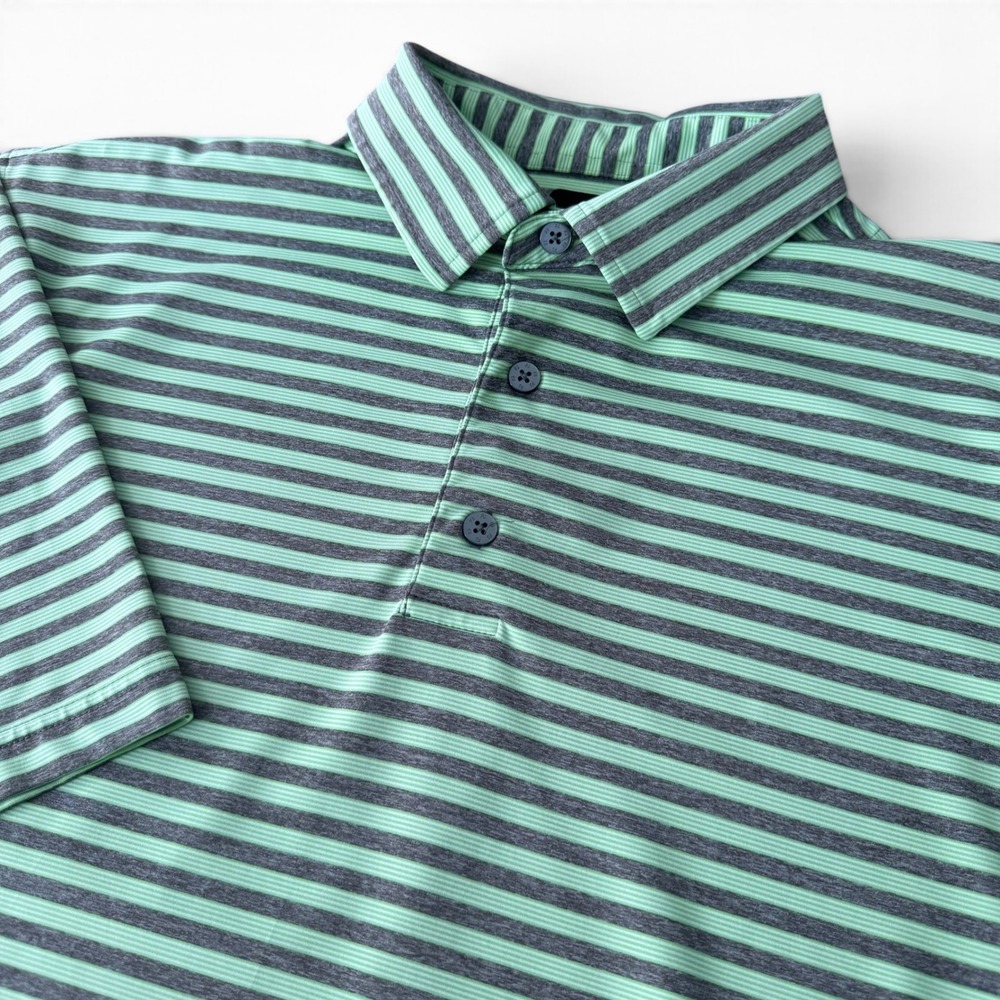 FootJoy Saddlebrook Golf Polo Men XL Green Gray Striped ProDry Performance Shirt